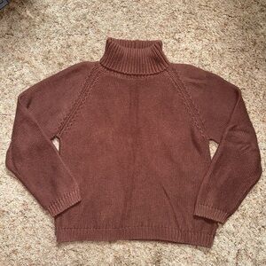 Cozy Brown Turtleneck 100% cotton Knit Sweater